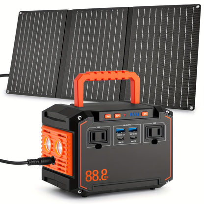 [Portable Power Station] Portable Power Station 88.8WH with AC Outlet (US Plug) | Solar Charging, USB/DC Ports - Compact Solar Generator, Lithium Battery for Camping, Emergency Backup, Home, RV, CPAP, Laptop - Ideal Gift for