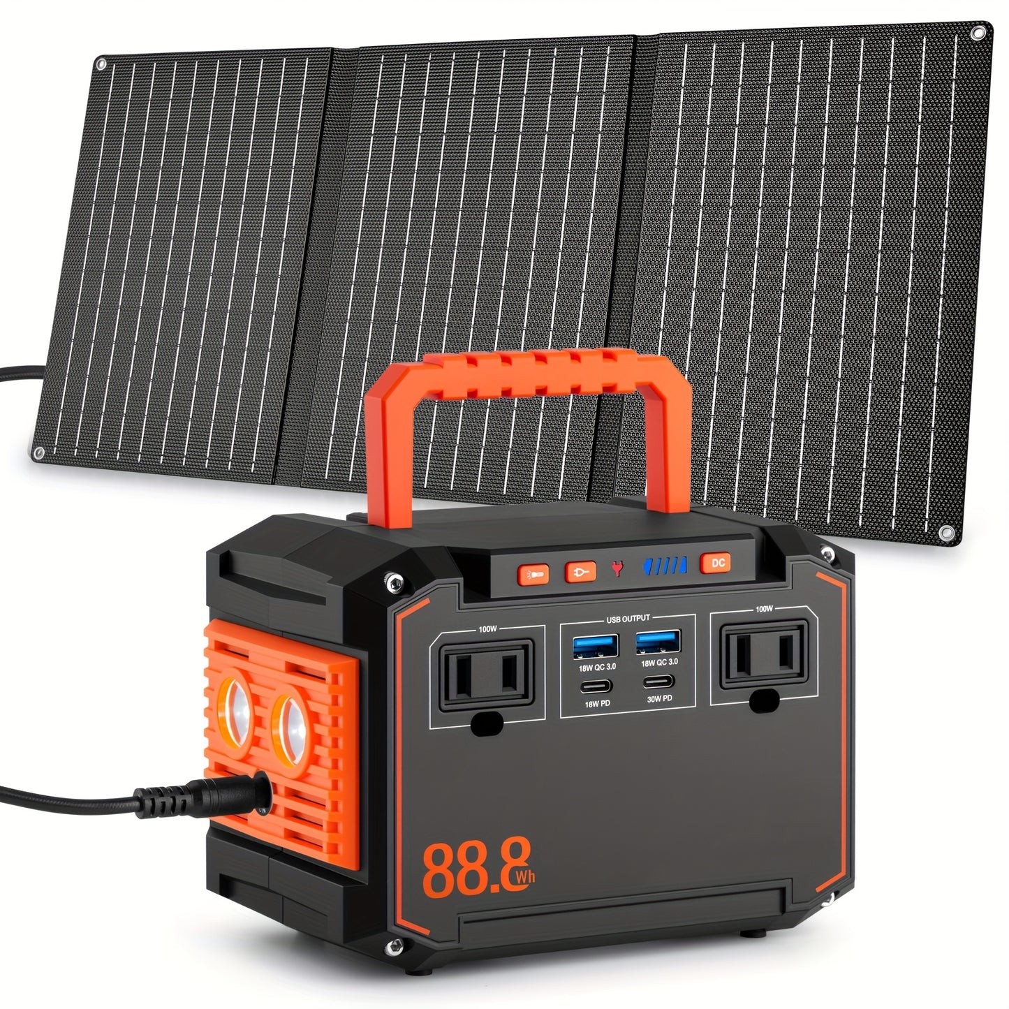 350W/150W Peak Solar Generator Portable Power Station with 40W/30W/21W Solar Panels Included, 240Wh/111Wh/88.8Wh Solar Power Bank AC DC USB Ports for Camping Tents, Emergency Outdoor Home Use, CPAP, Fans, Laptops, Emergency,