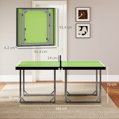 6ft Table Tennis Table, Ping Pong Table With Net, Foldable And Portable Ping Pong Set For Indoor Outdoor Use, Easy Assemble, Midsize, Green