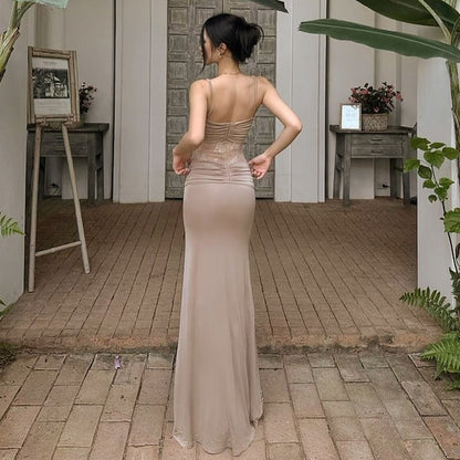 Strap Dress Lace Transparent Slimming Long Dress