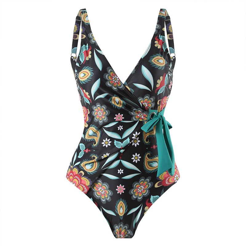 Lanswe Swimsuit  Women One Piece Swimwear Sexy Backless Women Bathing Suits Floral Bachelorette Party Cover Up Elegant