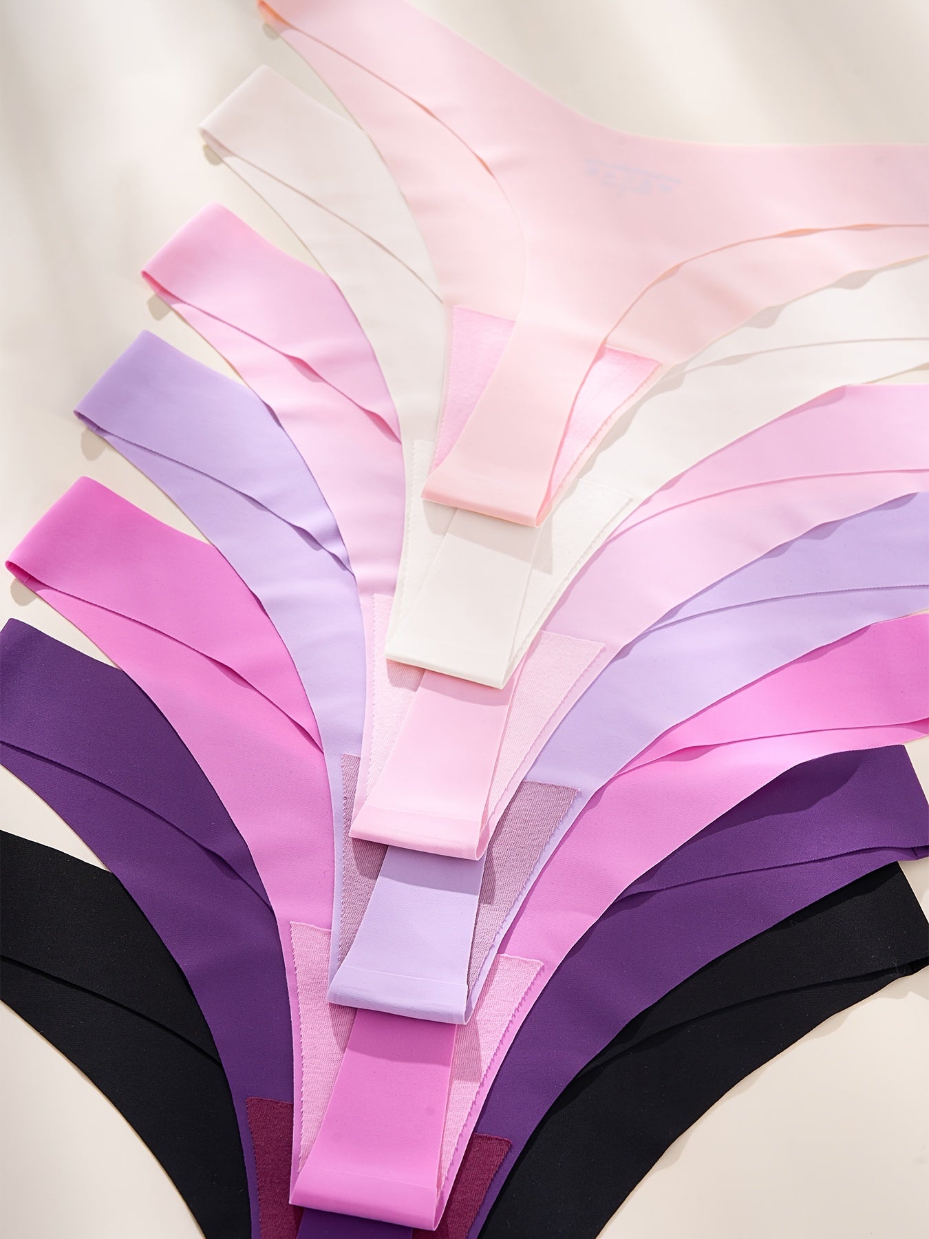 7pcs Seamless Solid Thongs, Soft & Comfy Stretchy Intimates Panties, Women's Lingerie & Underwear