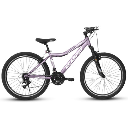 A26208 Ecarpat 26 Inch Mountain Bike, 21-Speed V-Brake, Front Suspension, Carbon Steel Frame Mountain Bike For Teenagers Girls Women Bicycles