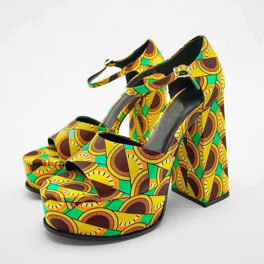 Elegant Women's Shoes New Summer Autumn Chunky High Heels Platform Peep Toe Dress Party Retro Shoes Pumps