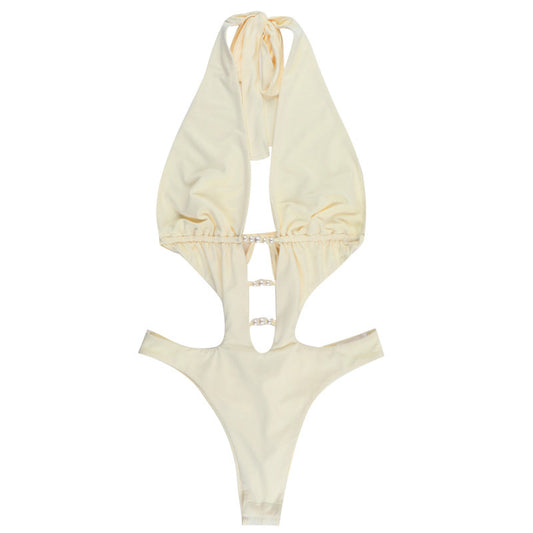 Bead hollow hot spring swimming neck hanging comfortable jumpsuit