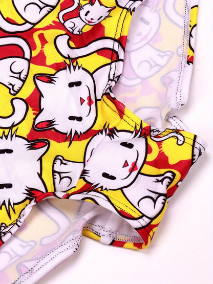 5pcs Soft & Comfortable Cartoon Print Boy Shorts - Women's Lingerie & Underwear with Cute Designs, Breathable Fabric, and Relaxing Fit for Everyday Wear