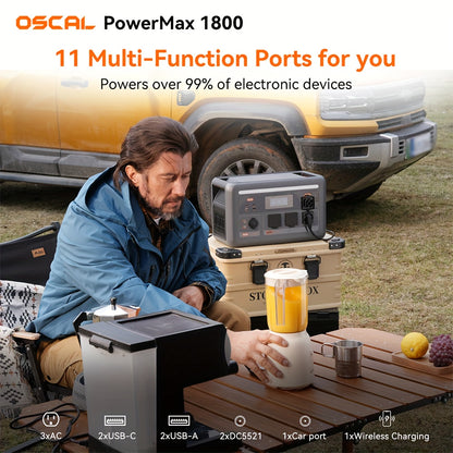 OSCAL PowerMax 1800 Power Station with 2X200W Solar Panel, 400W Solar Panel, 1024Wh Solar Generator, 800W Fast Charging, APP Control Battery Backup for Home, Camping & RVs, Portable Power Station with Solar Panel, Generator f
