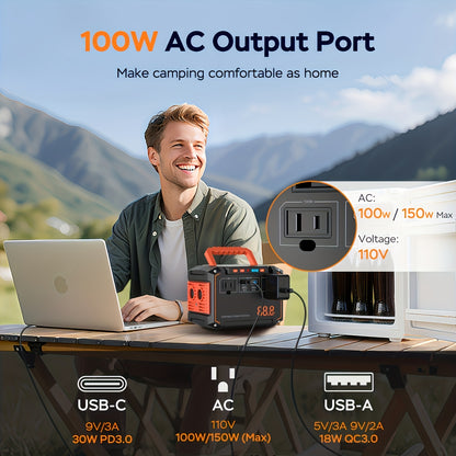 [Portable Power Station] Portable Power Station 88.8WH with AC Outlet (US Plug) | Solar Charging, USB/DC Ports - Compact Solar Generator, Lithium Battery for Camping, Emergency Backup, Home, RV, CPAP, Laptop - Ideal Gift for