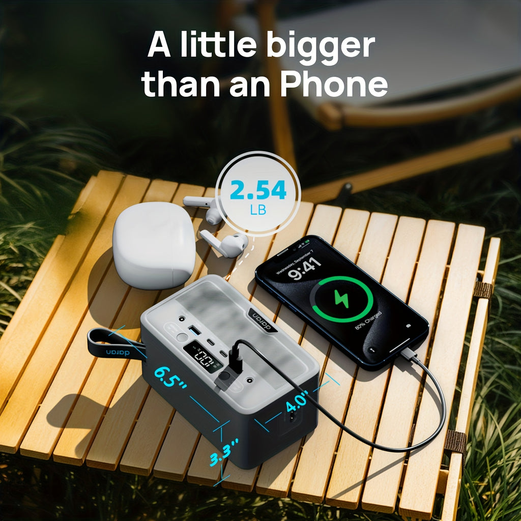 Daranener 100W 28000mAh Portable Power Station Solar Generator with AC Outlet & PD Fast Charging, Lifepo4 Battery, 89.6Wh/28000mAh Capacity, Solar-Powered Portable Charger for Home, Camping, RV, Outdoor - Compatible with Lapt