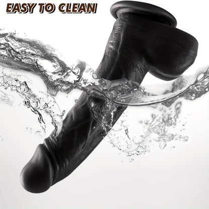 Perfect Insertable Length: StrongSyction Cup - Hand-Free Play Anywhere You Want - 8.3 Inch Black Rubber Dildo - Non-Latex, Waterproof, No Battery Required