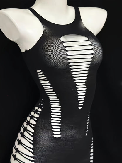 Hot Ripped Fisher Dress, Hollow Out Sleeveless Bodycon Dress, Women's Sexy Lingerie & Underwear