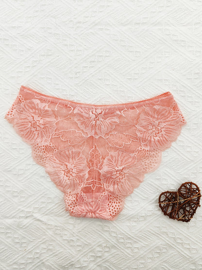 6pcs Jacquard Lace Bow Hipster Bikini Panties, Comfortable & Breathable Low Waist Briefs, Women's Lingerie & Underwear