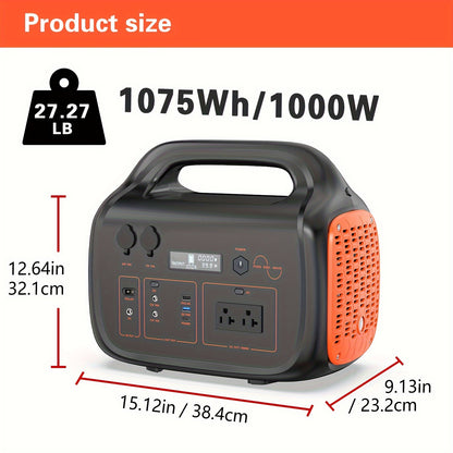 Portable Solar Generator 1000W with 200W Solar Panel - 1075Wh Lithium Battery Power Bank, 60W USB-C PD Fast, 120V AC Outlet & 2000W Peak Output - Backup for Camping, Home, Emergencies, RV, Off-Grid (Solar Panel