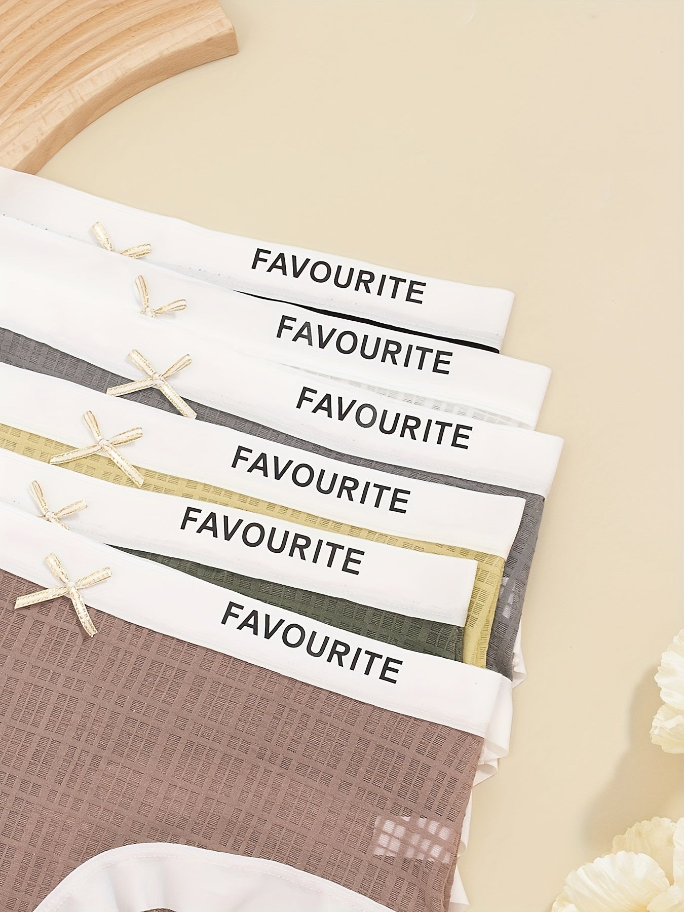 6pcs Letter Print Mesh Briefs, Comfy & Breathable Bow Tie Intimates Panties, Women's Lingerie & Underwear