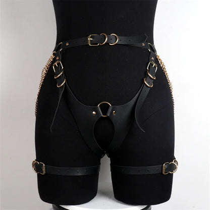 New trendy adult sexual products, couple's sexual restraint clothing, leggings chain with leather belt