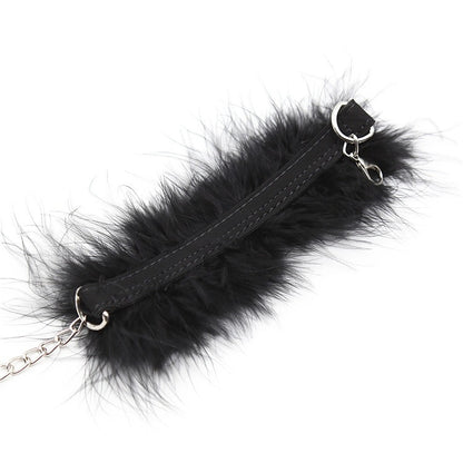 Binding Handcuffs Hand And Foot Cuffs Short Feather Small Handcuffs Feather Black Adult Products