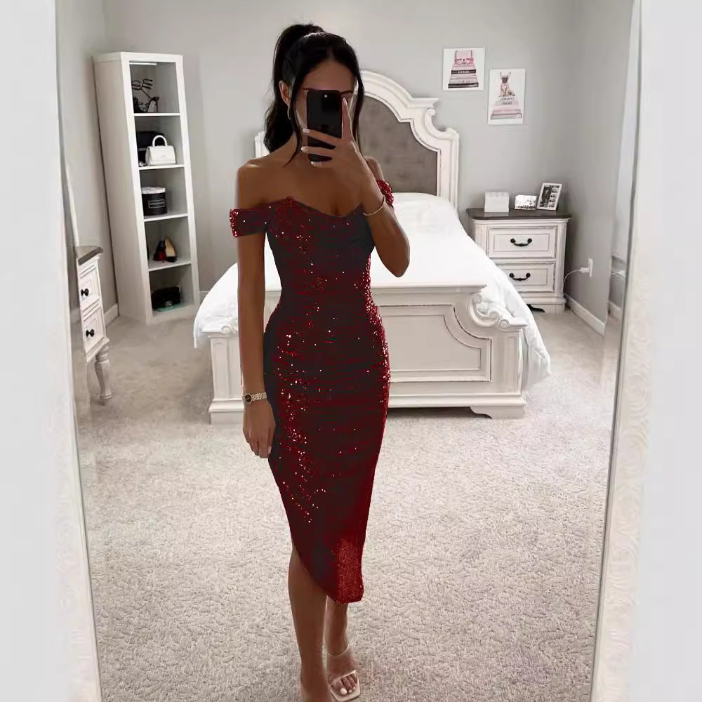 Sparkle Dress with Zipper, Casual Fashion Party Dress,