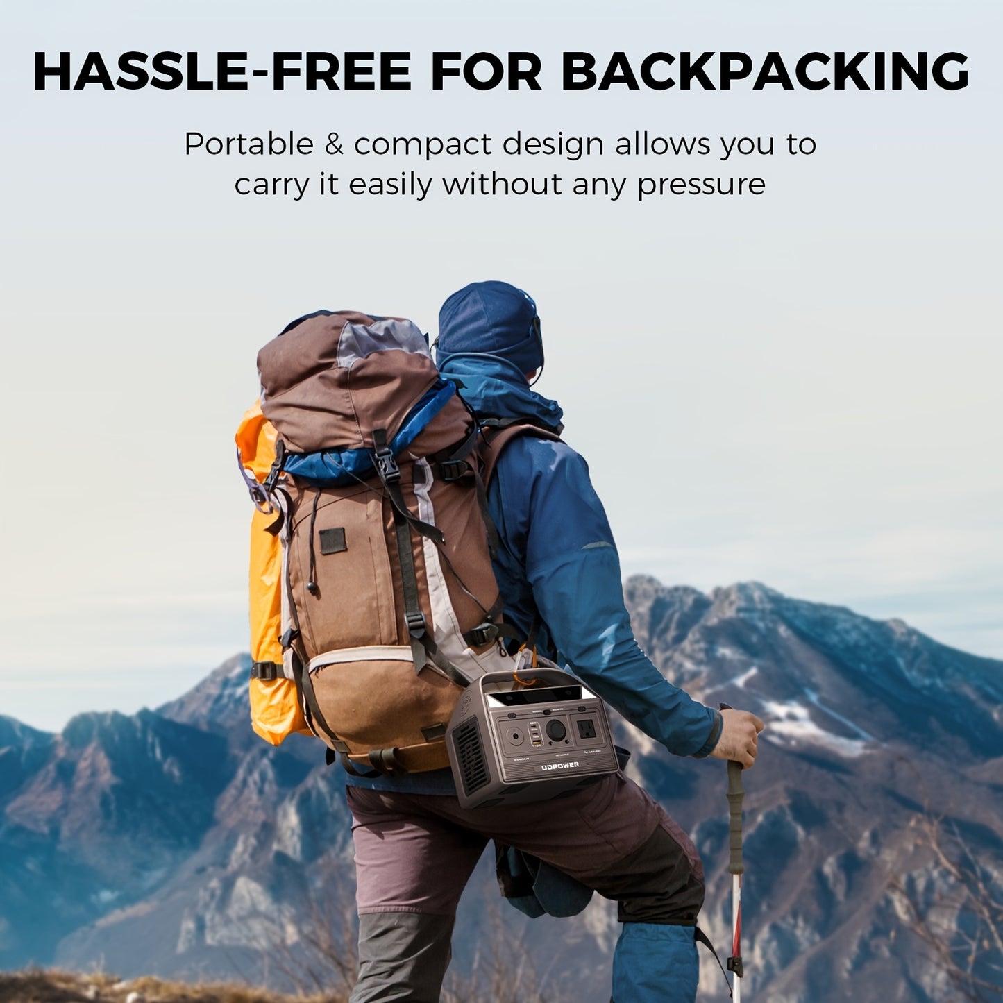 UDPOWER Portable Solar Generator - 1200W, 800W, 400W Options, AC Outlet, 2 DC & 3 USB Ports, Backup Battery for Outdoor Trips, Camping & Emergency, Outdoor Power Station | Modern Power Station | Durable Power Source, Portable