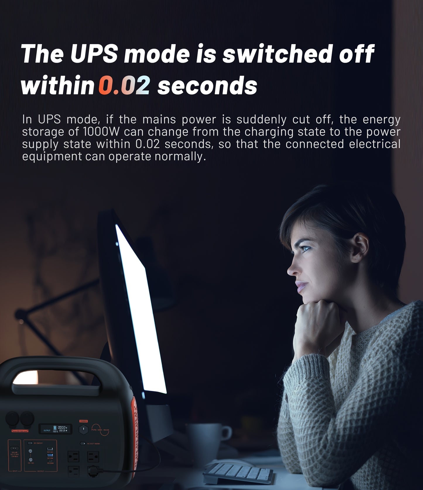 INNOVATIVE LIFE 1800W/1024Wh Portable Power Station With 200W Solar Panel, UPS Function, 1024Wh LiFePO4 Battery, UPS Function For Emergency, Power Bank For Camping Solar Generator, Pure Sine Wave, 1.2 Hour Fast Full Charge
