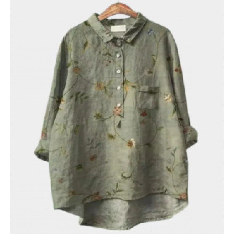 Women's 3D-patterned Long-sleeve Button-up Top