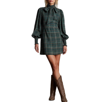 Four-season Vintage Plaid Dress