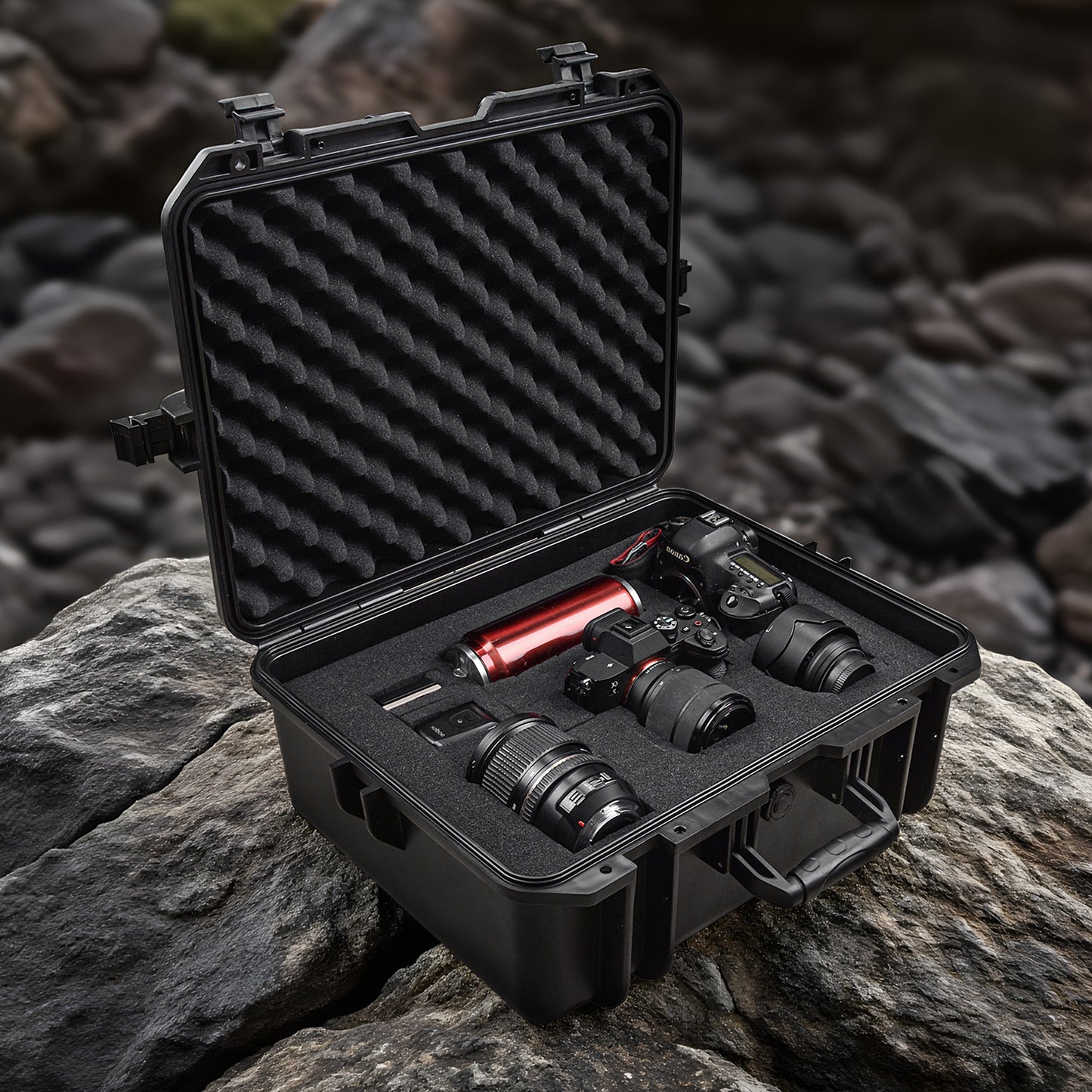 18.9x16.5x8.7 Inch Hard Case, Portable Weather Waterproof Protective Camera Case With Customizable Foam, Fit Use Of Drones, Camera, Equipments, Black, Upgraded