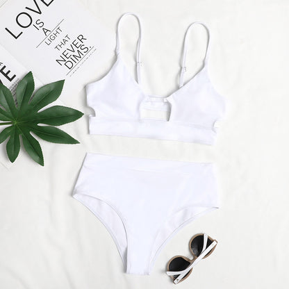 Sexy Bikini Set Cut Out Swimwear Women High Waist Swimwear Bandage Bathing Suits