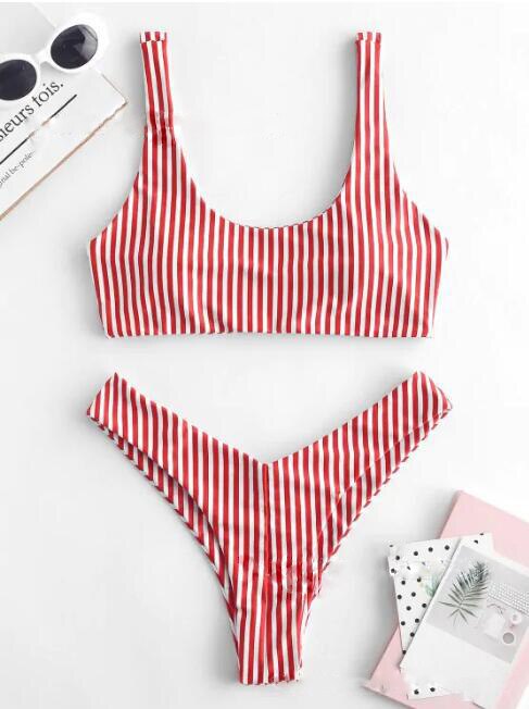 Striped Bikini Set Women Bathing Suit
