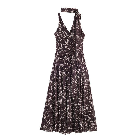 Chic Polka Dot Chiffon Long Dress Dress