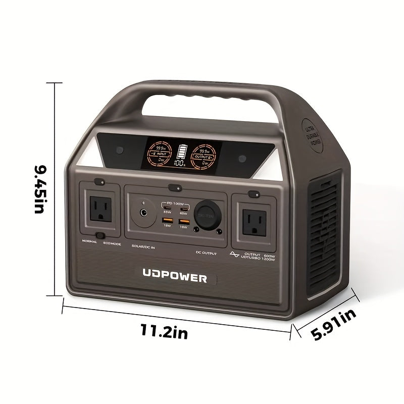 UDPOWER Portable Solar Generator - 1200W, 800W, 400W Options, AC Outlet, 2 DC & 3 USB Ports, Backup Battery for Outdoor Trips, Camping & Emergency, Outdoor Power Station | Modern Power Station | Durable Power Source, Portable
