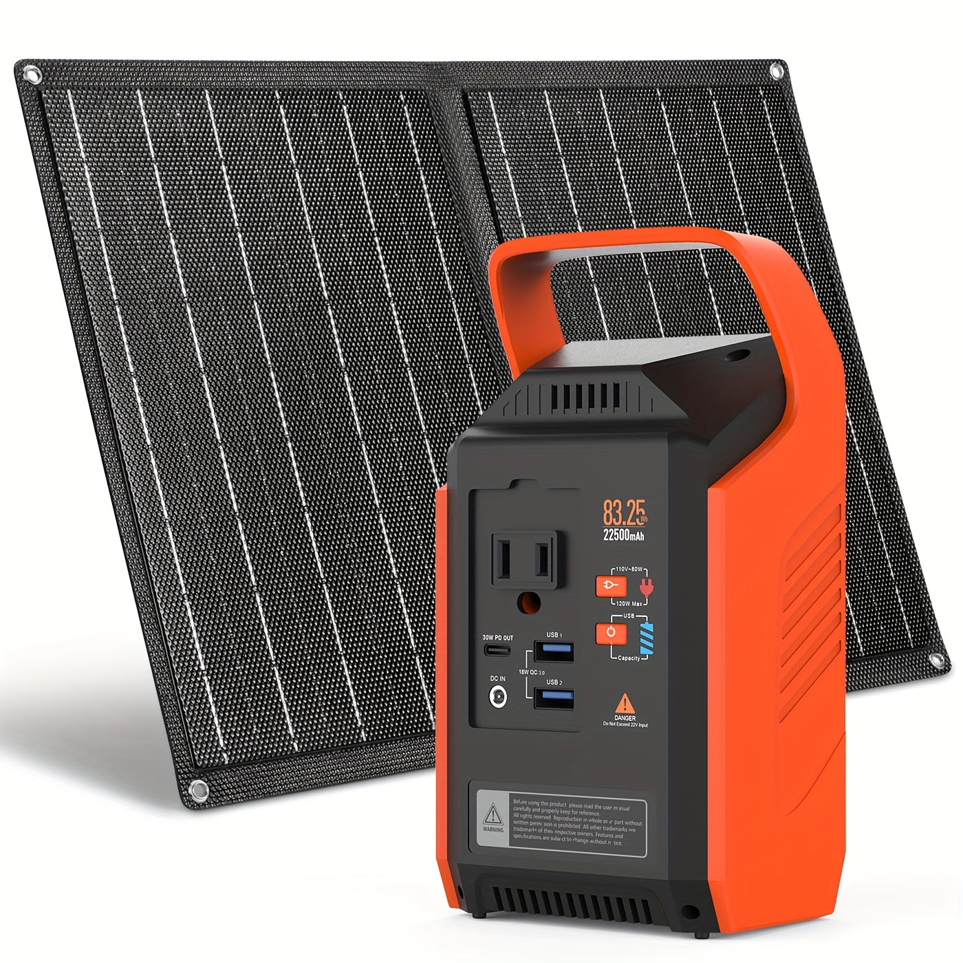 Portable Power Station 237/111/88/83Wh With 60/40/30/21W Solar Panels With AC Outlet 110V(3*USB A, 2*USB C, 2*AC, 2*DC) Solar Generator For Travel Home Emergency Hurricaneth