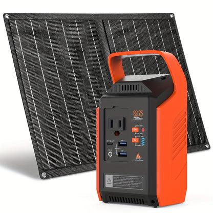 Portable Power Station 237/111/88/83Wh With 60/40/30/21W Solar Panels With AC Outlet 110V(3*USB A, 2*USB C, 2*AC, 2*DC) Solar Generator For Travel Home Emergency Hurricaneth