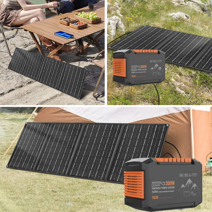 Portable Power Station 237/111/88/83Wh With 60/40/30/21W Solar Panels With AC Outlet 110V(3*USB A, 2*USB C, 2*AC, 2*DC) Solar Generator For Travel Home Emergency Hurricaneth