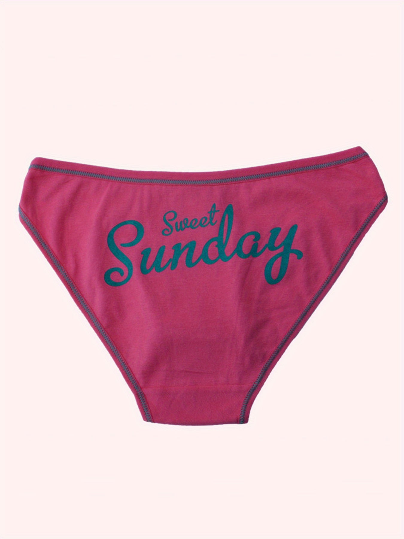 7 Pcs Letter Pint Bow Tie Briefs, Comfy & Breathable Mid-Rise Intimates Panties, Women's Lingerie & Underwear