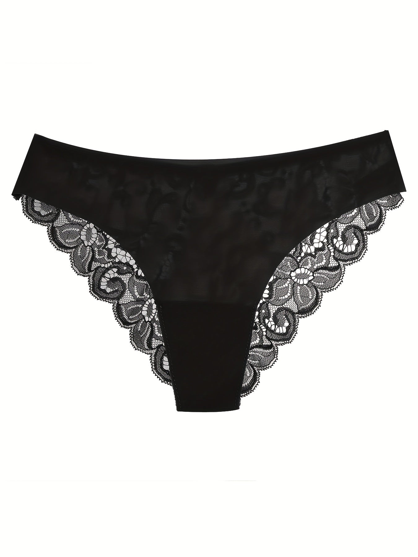 3Pcs Women's Sexy Lace Briefs Seamless Comfortable Panties Low-waist Underwear Ladies Intimate Plus Size Lingerie Exquisite Floral Set Bikini Briefs.