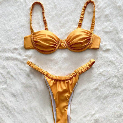 Bikini Pure Color Women's Swimsuit Two-Piece