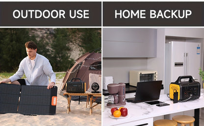 Portable Power Station For Camping 1000W, 1075Wh LiFePO4 Battery-Powered Generator With 1000W AC Outlets, 100W PD, USB, 9 Output Ports, Solar Generator For Camping Gear, Survival Gear, Home Backup, Outdoor Adventures, And Eme