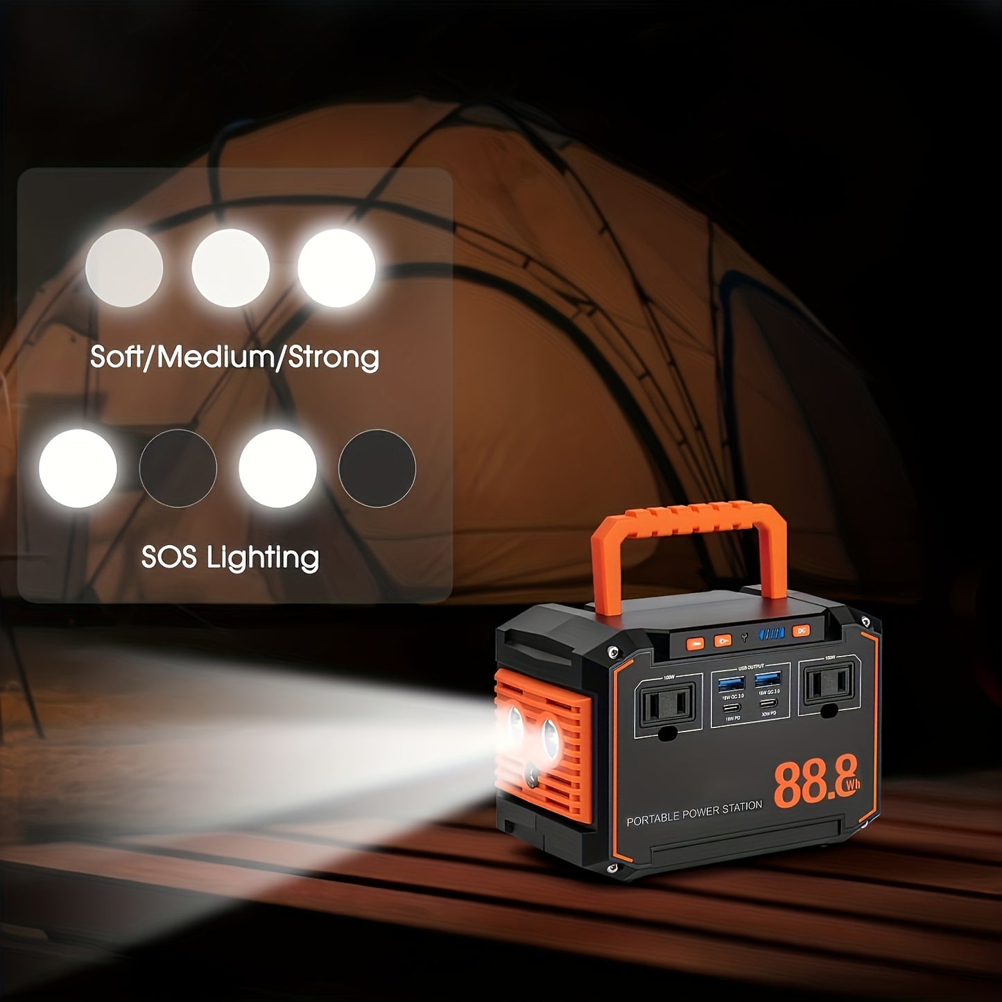 [Portable Power Station] Portable Power Station 88.8WH with AC Outlet (US Plug) | Solar Charging, USB/DC Ports - Compact Solar Generator, Lithium Battery for Camping, Emergency Backup, Home, RV, CPAP, Laptop - Ideal Gift for