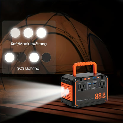 [Portable Power Station] Portable Power Station 88.8WH with AC Outlet (US Plug) | Solar Charging, USB/DC Ports - Compact Solar Generator, Lithium Battery for Camping, Emergency Backup, Home, RV, CPAP, Laptop - Ideal Gift for