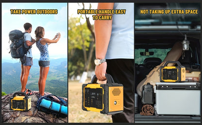 1075Wh Portable Solar Generator, 1000W Power Station with 60W USB-C PD Output, 110V Pure Sine Wave AC Outlet, Lithium Battery for Outdoors Camping Travel Hunting Home