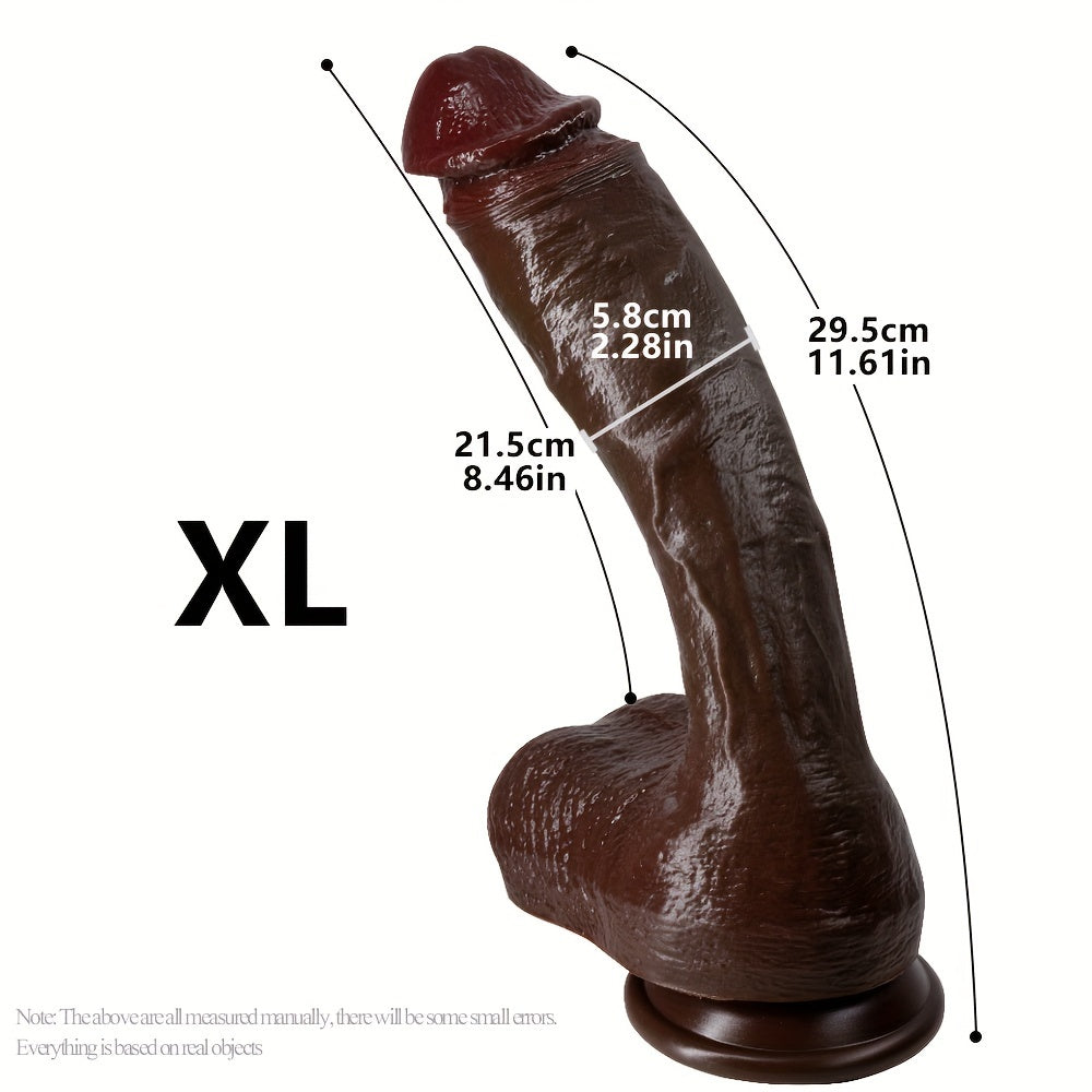 Multi-Size Black Liquid Silicone Female Dildo, Realistic Super Thick Male Cock, Soft Silicone Self-Pleasure Bar, Strong Suction Cup, Adult Sensual Toy, with No Battery Required for Men and Women