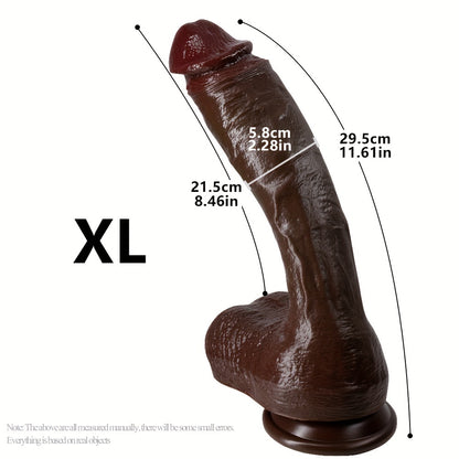 Multi-Size Black Liquid Silicone Female Dildo, Realistic Super Thick Male Cock, Soft Silicone Self-Pleasure Bar, Strong Suction Cup, Adult Sensual Toy, with No Battery Required for Men and Women