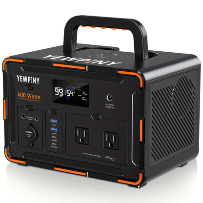 YEWPINY 600W Portable Power Station, 600W Fast Charging, 599.4Wh Lithium Battery Solar Generator AC Power Socket, DC Port, LED Lighting, PD And USB, A Total Of 9 Output Ports, Suitable for Home, Outdoor Travel, Camping And Po