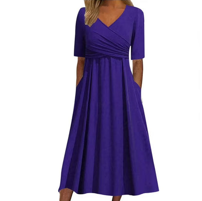 Short sleeved dress with front cross personalized dress