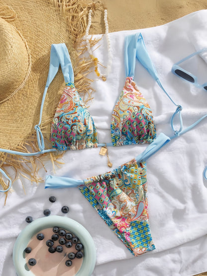 European Women's New Split Sexy Paisley Print Bikini Swimwear Export Bikini