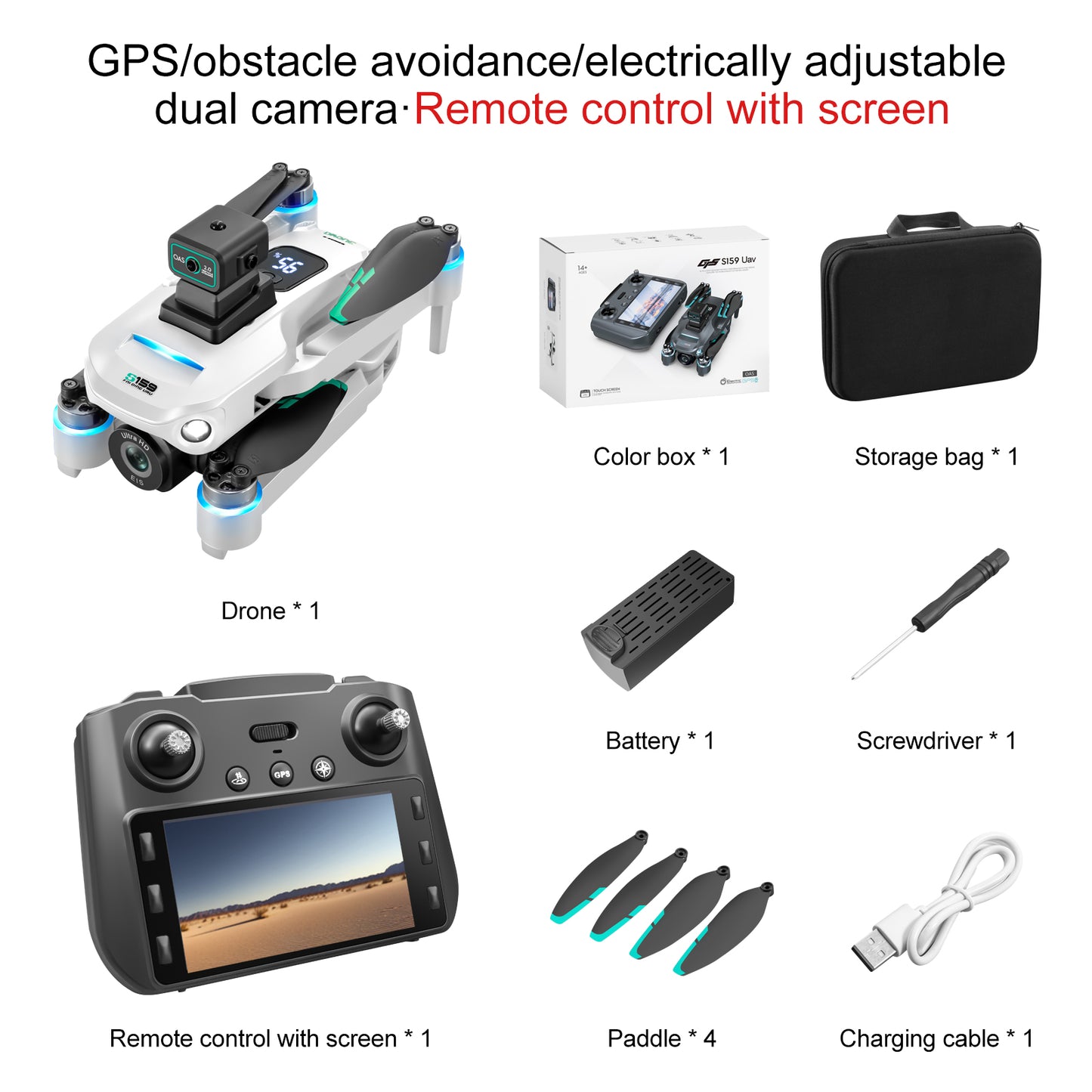 S159 Drone - 5G Wifi 8k Camera Aerial Photography With Screen Remote Controller