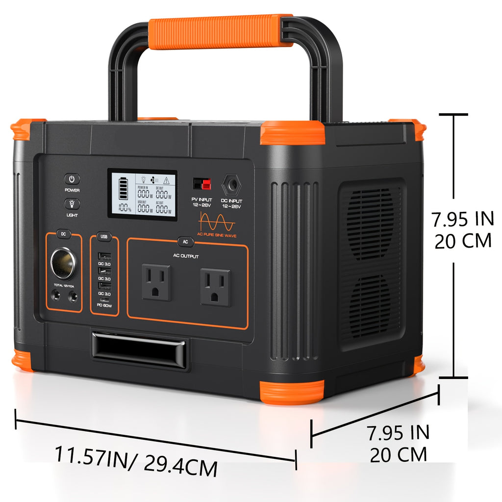 500W 519Wh Portable Power Station, Solar Generator & Lithium Battery Power Bank with 2x 110V AC Outlets,5 Overload & Overheat, Compact & Lightweight for RV, Camping, Home Backup, Outdoor Adventures - Solar, Quiet Operation, M