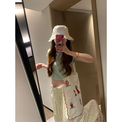 Hollow-out Bow-Knot Short-Sleeve Slim-Fit Midriff-Baring Top