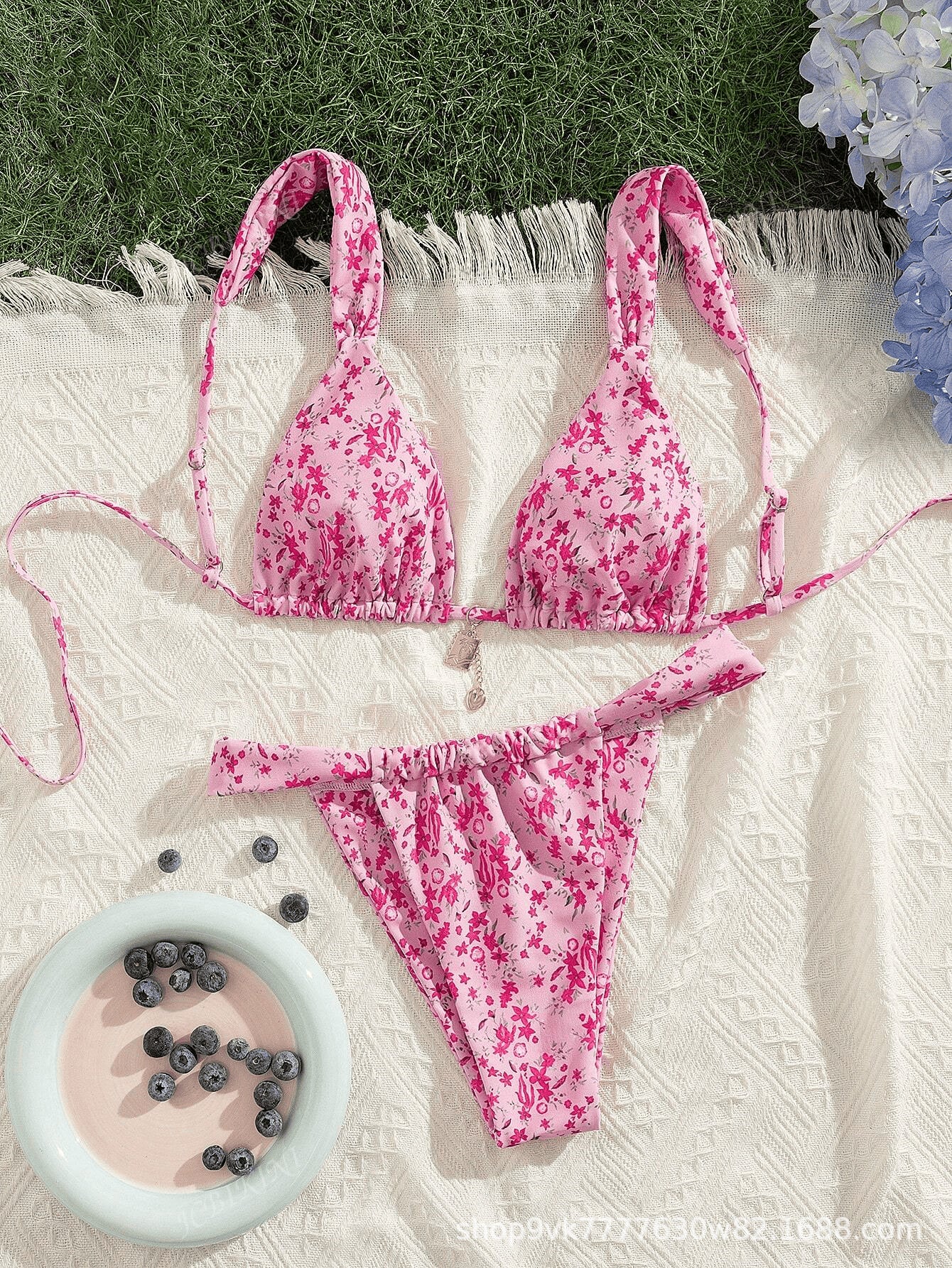 Elegant Printed Tie-up Bikini Set for Women, Fashionable Two-Piece Swimwear for Summer Beach Wear