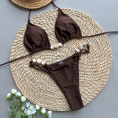 Beach three-point bikini set split swimsuit